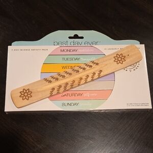 7-Box Incense Variety Pack & Wooden Incense Holder with Floral Design Set